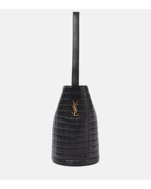 Saint Laurent Medium Quilted Leather Bucket Bag in Black | Lyst