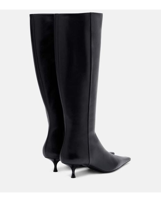 Victoria Beckham Black Pointy 45 Leather Knee-High Boots