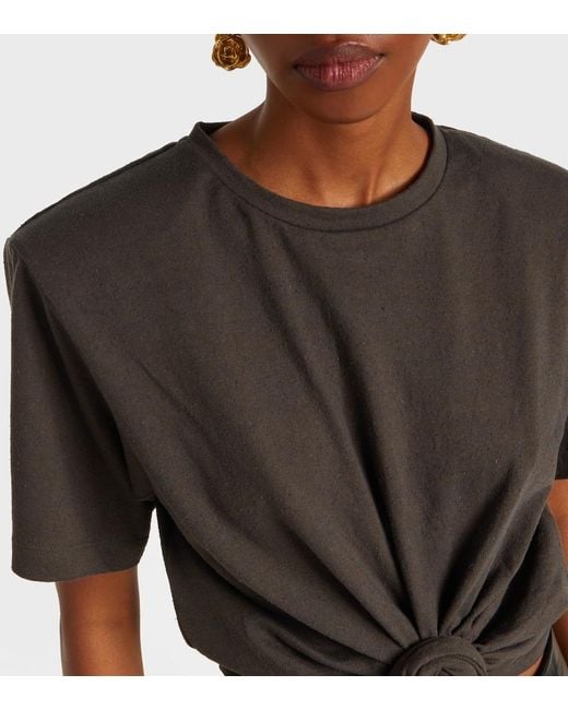 Magda Butrym Black Gathered Cotton And Silk T-Shirt