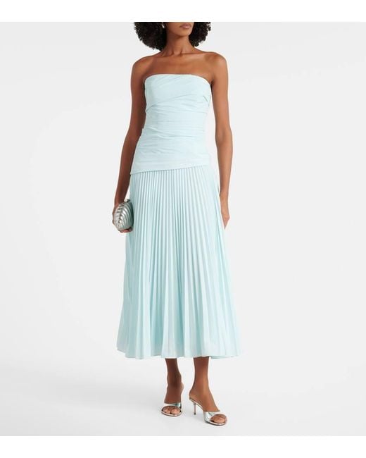 Jonathan Simkhai Blue Arie Pleated Bustier Dress