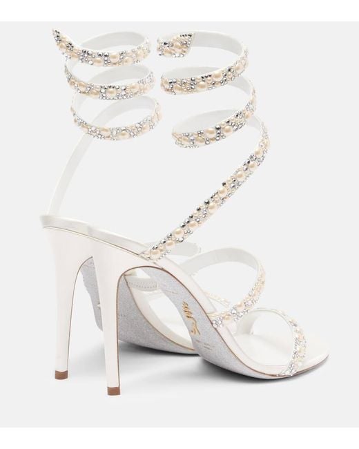 Sandalias Cleo 105 De Saten Adornadas Rene Caovilla de color White