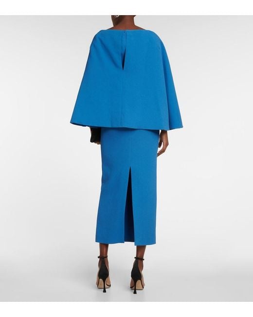 Emilia Wickstead Blue Niesha Crepe Midi Dress
