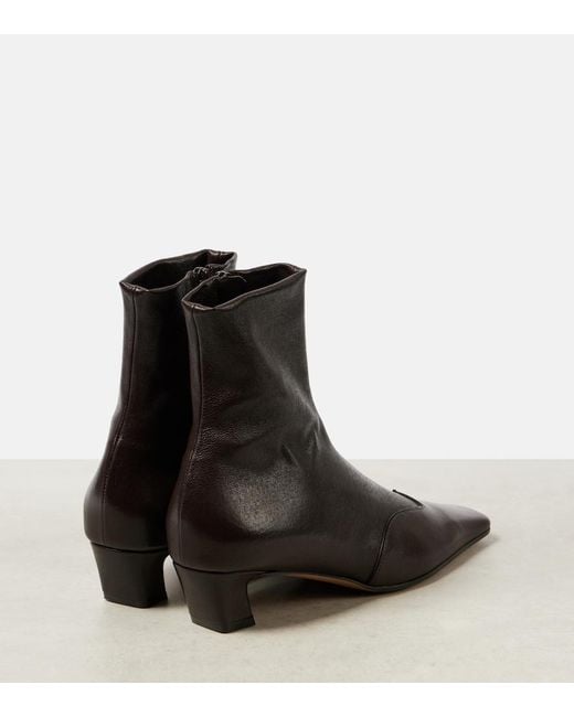 Khaite Brown Nevada Leather Ankle Boots