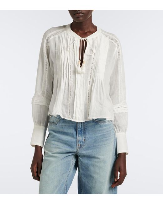 Veronica Beard White Sawyer Ramie Blouse