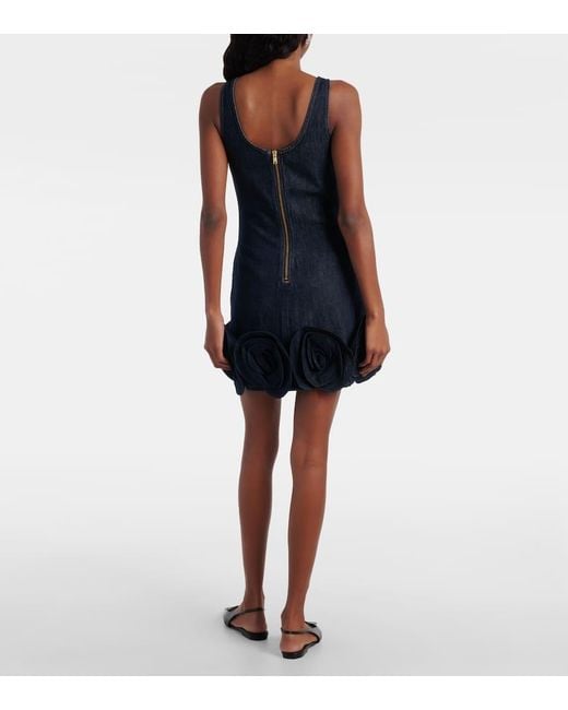 Vestido Bustier De Denim De Algodon Self-Portrait de color Blue