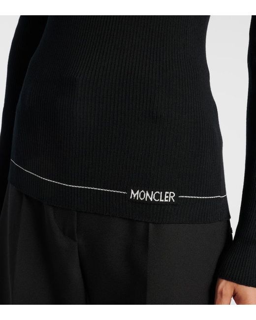Moncler Black Rollkragenpullover Aus Schurwolle