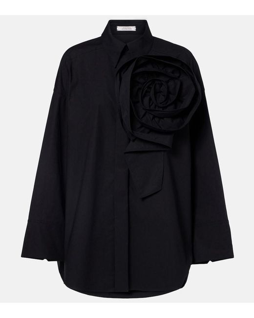 Dorothee Schumacher Blue Floral-Applique Oversized Cotton-Blend Shirt