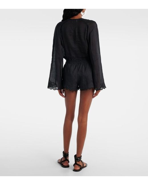 Isabel Marant Black Lola Broderie Anglaise Ramie Shorts