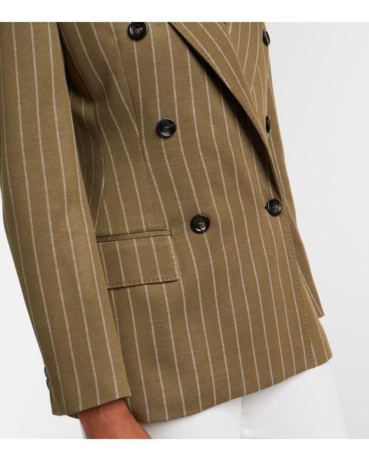 Max Mara Green Balta Pinstripe Double-Breasted Blazer