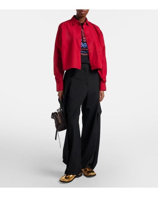 Loewe Blue Draped Wool Wide-Leg Pants