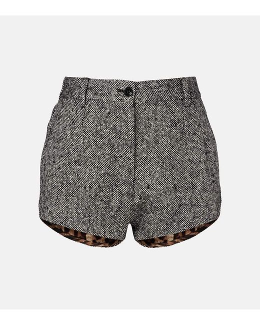 Dolce & Gabbana Gray High-Rise Shorts Aus Einem Wollgemisch