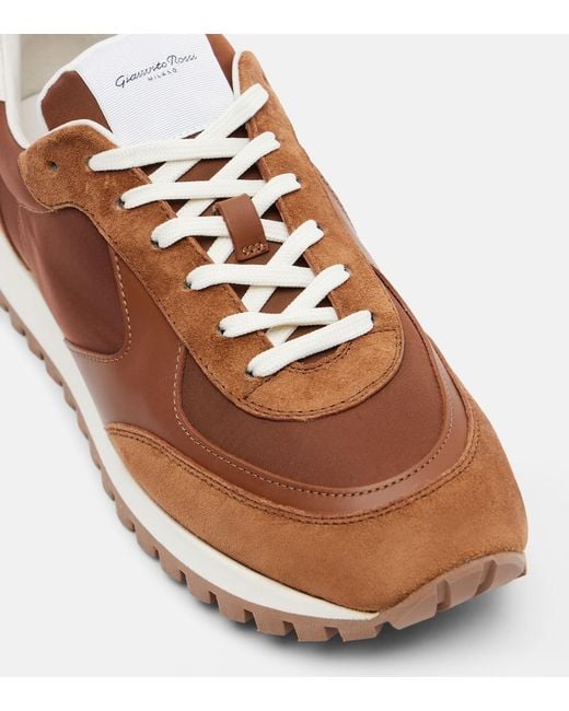 Gianvito Rossi Brown Gravel Leather And Suede Sneakers