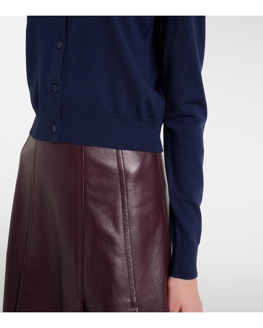 Carolina Herrera Blue Cropped Wool Cardigan