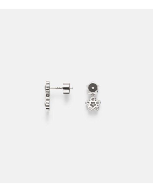 Ileana Makri White Blossom Daisy Duo 18Kt Earrings With Diamonds