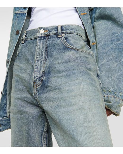 Balenciaga Blue Mid-Rise Wide-Leg Jeans