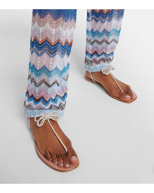 Aquazzura White Capri Nights Embellished Thong Sandals