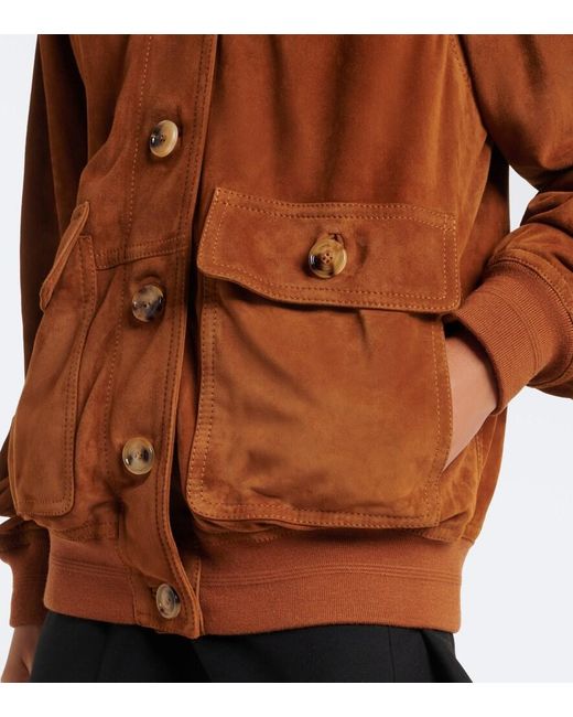 Valentino Brown Caban Suede Bomber Jacket