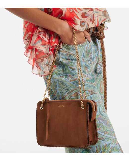 Etro Brown Small Suede Crossbody Bag