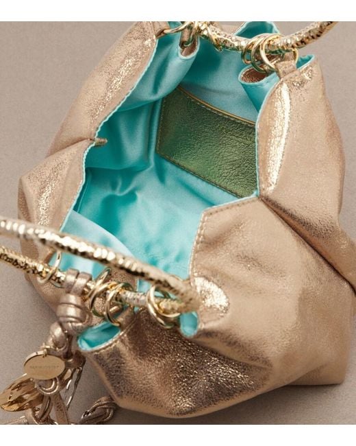 Aquazzura Natural Night Stars Metallic Leather Bucket Bag