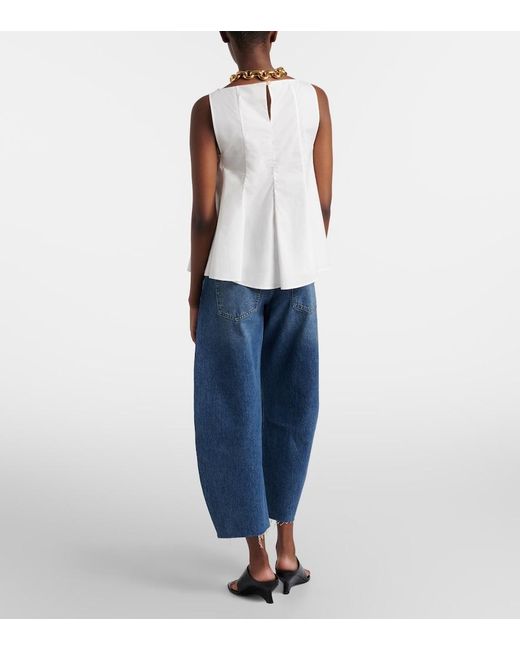 FRAME Blue Bubble Crop Barrel-Leg Jeans
