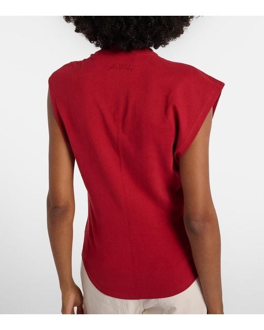 Isabel Marant Red Naydagz Draped Cotton Jersey Top