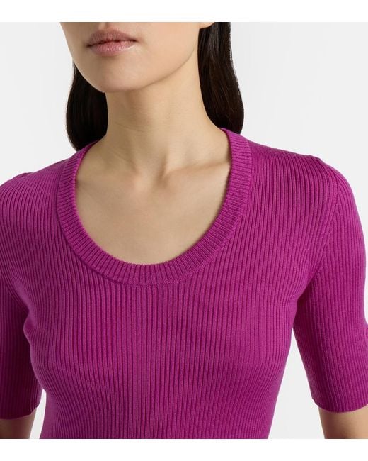 Chloé Purple Ribbed-Knit Wool Top