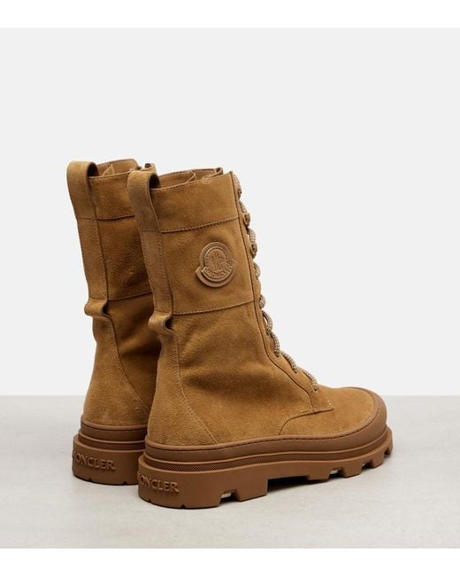 Moncler Brown Schnuerstiefel Vera Aus Veloursleder