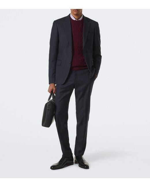 Santoni Black Leather Oxford Shoes for men