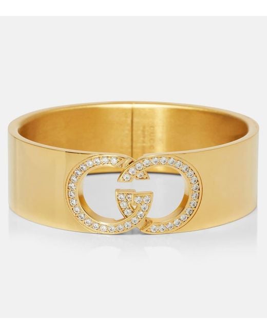 Gucci Metallic Gg Crystal-Embellished Bangle