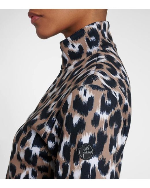 Fusalp Black Orion Leopard-Print Ski Top