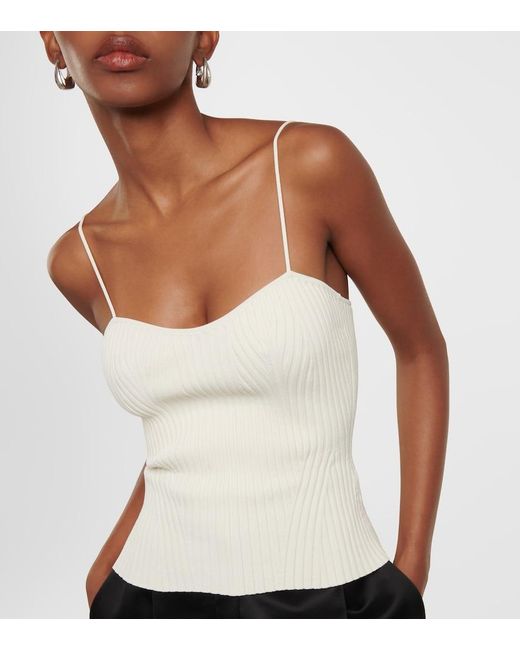 Khaite White Ziggy Ribbed Top