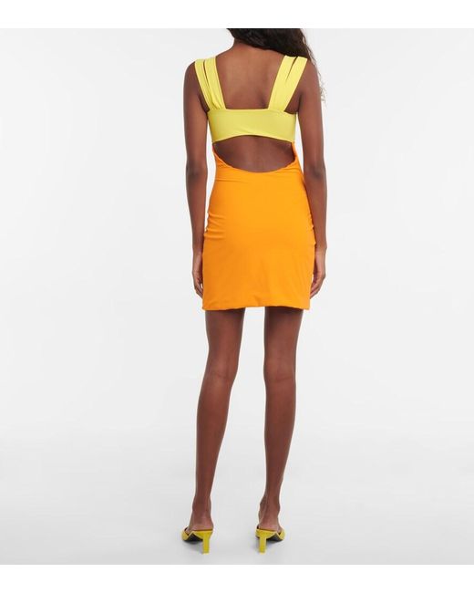 Nensi Dojaka Yellow Cutout Minidress
