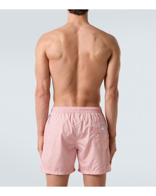 Fedeli Pink Madeira Printed Swim Trunks for men