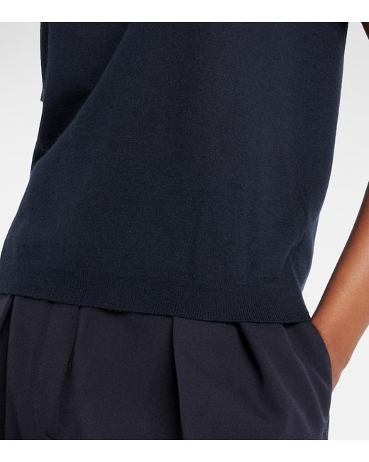 Lisa Yang Blue Nai Knitted Cashmere Polo Shirt