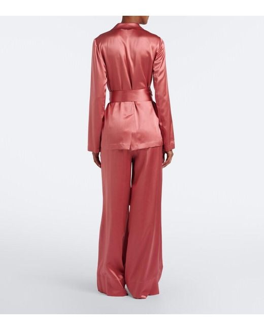Joseph Pink Dijon Silk Satin Wide-Leg Pants
