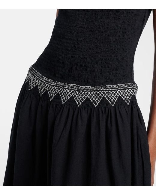 cotton voile midi dress by polo ralph lauren Polo Ralph Lauren Embroidered Cotton Voile Midi Dress in Black
