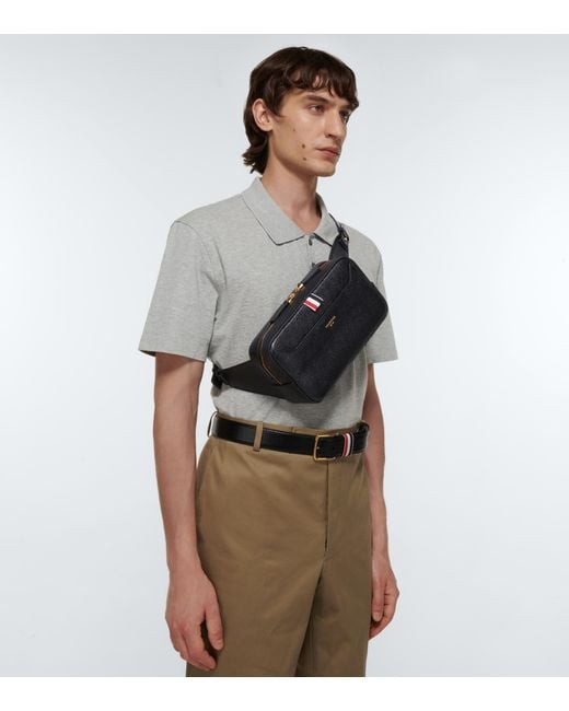 Thom Browne Leather Belt Bag in Black for Men | Lyst