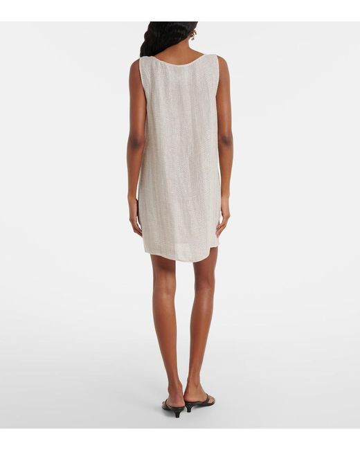 Leset Natural Stella Sequined Linen-Blend Minidress