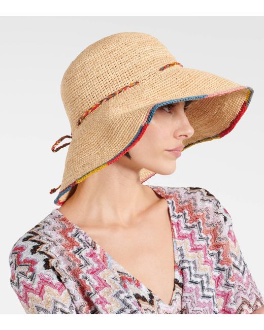 Missoni Natural Crochet Raffia Bucket Hat