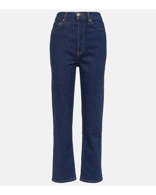 Re/done Blue 70s Stove Pipe High-rise Straight Jeans