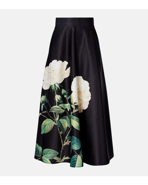 LEO LIN Black Rosalyn Floral Maxi Skirt