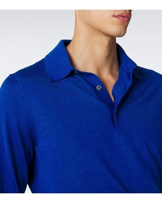Tom Ford Blue Cashmere And Silk Polo Sweater for men