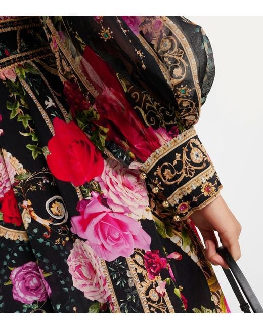 Camilla Red Floral Printed Silk Maxi Dress