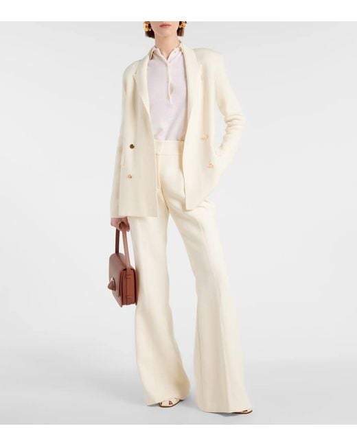 Gabriela Hearst White Rhein High-Rise Wool Flared Pants