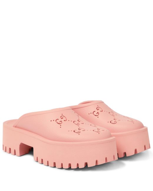 Gucci GG Rubber Clogs in Pink | Lyst