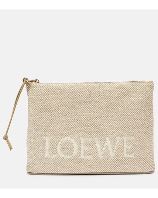 Loewe Natural Oblong Leather-Trimmed Jacquard Pouch