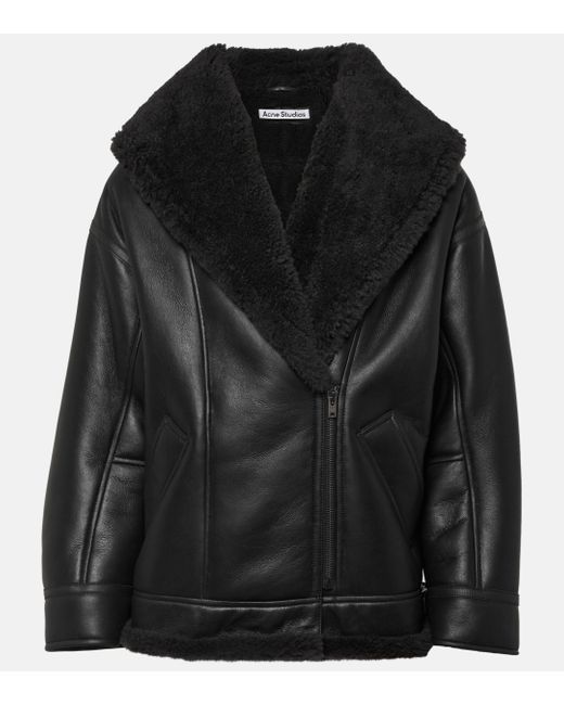Acne Black Shearling-lined Leather Jacket
