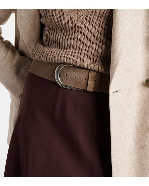 Brunello Cucinelli Natural Monili Suede Belt