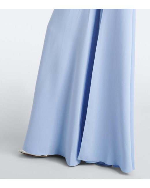 Carolina Herrera Blue Embellished Crepe Gown
