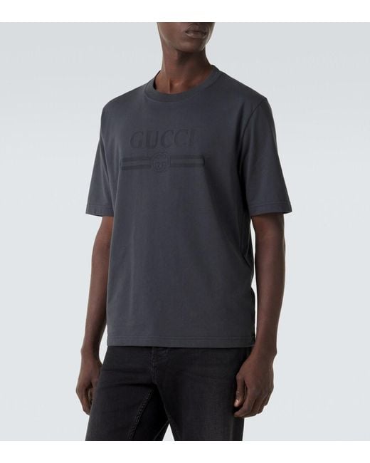 Gucci Black Logo Cotton-Blend Jersey T-Shirt for men